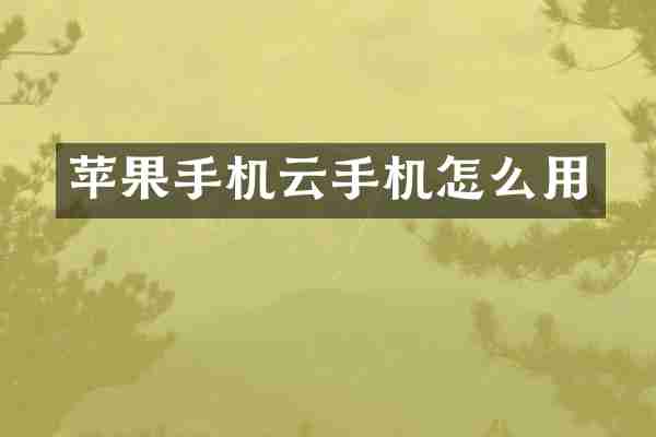 苹果手机云手机怎么用
