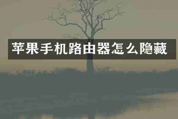苹果手机路由器怎么隐藏