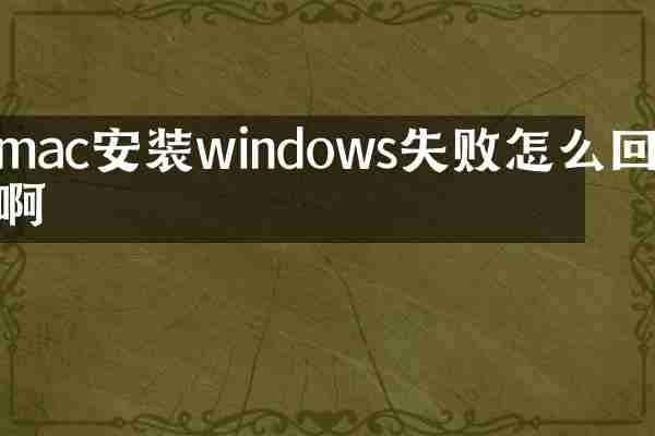 mac安装windows失败怎么回事啊
