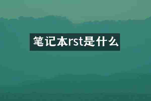 笔记本rst是什么