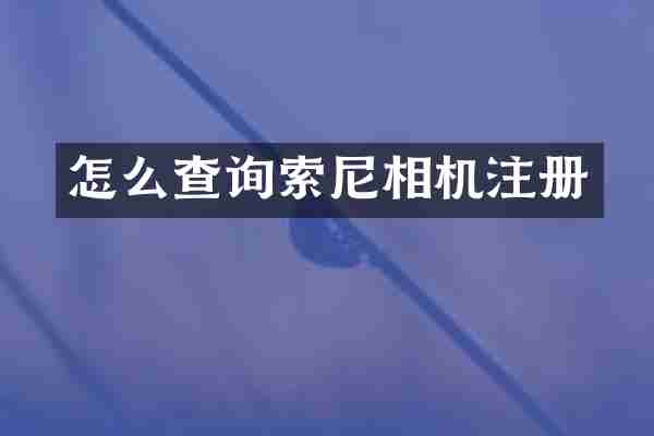 怎么查询索尼相机注册