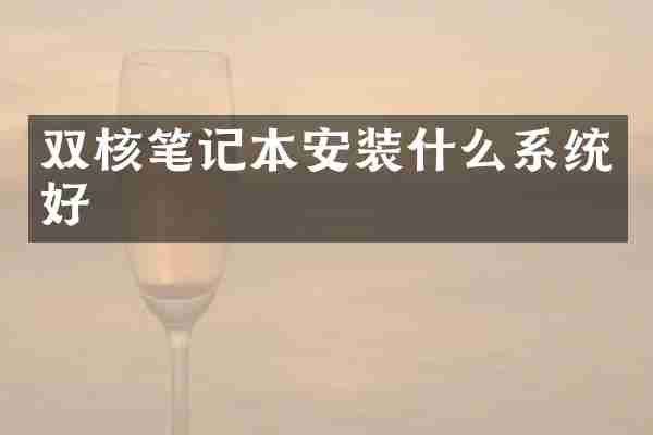 双核笔记本安装什么系统好