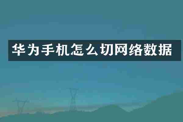 华为手机怎么切网络数据
