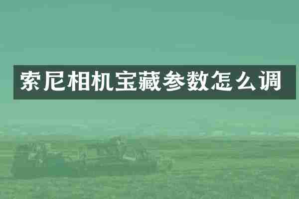 索尼相机宝藏参数怎么调