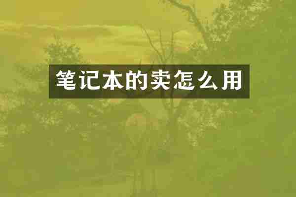 笔记本的卖怎么用