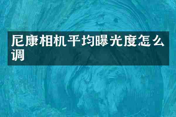 尼康相机平均曝光度怎么调
