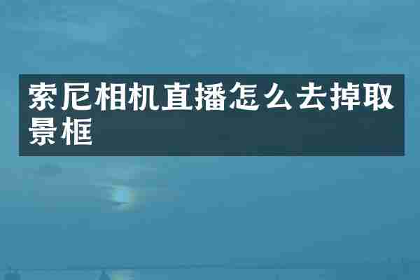 索尼相机直播怎么去掉取景框