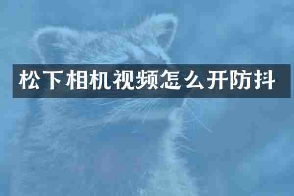 松下相机视频怎么开防抖