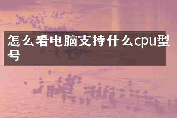 怎么看电脑支持什么cpu型号