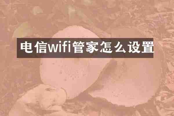 电信wifi管家怎么设置