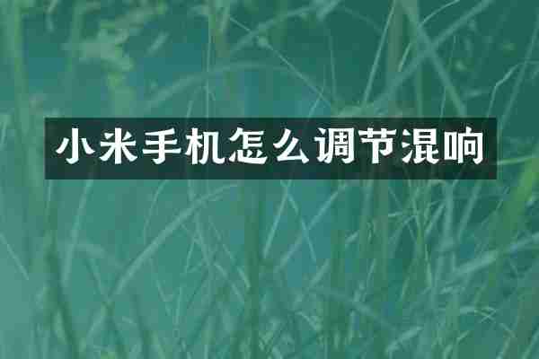 小米手机怎么调节混响