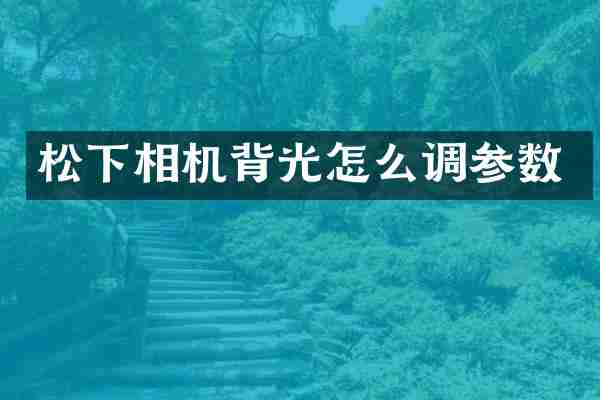 松下相机背光怎么调参数