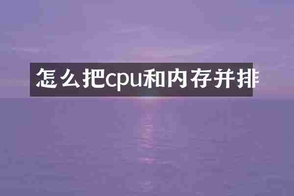 怎么把cpu和内存并排