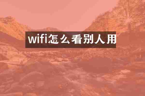 wifi怎么看别人用
