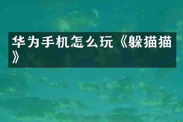 华为手机怎么玩《躲猫猫》