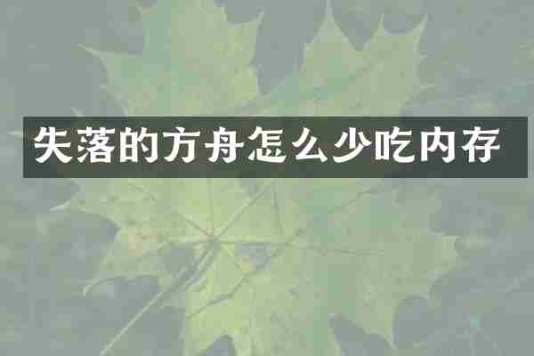 失落的方舟怎么少吃内存