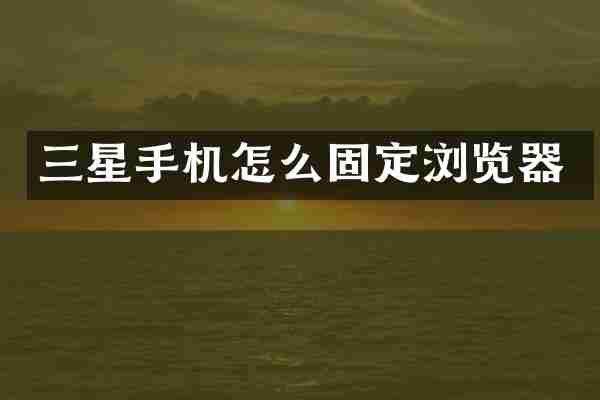 三星手机怎么固定浏览器