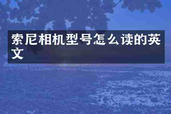 索尼相机型号怎么读的英文