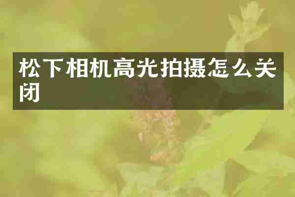 松下相机高光拍摄怎么关闭