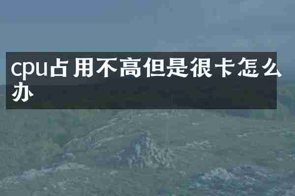 cpu占用不高但是很卡怎么办
