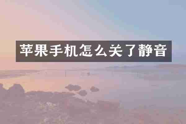 苹果手机怎么关了静音