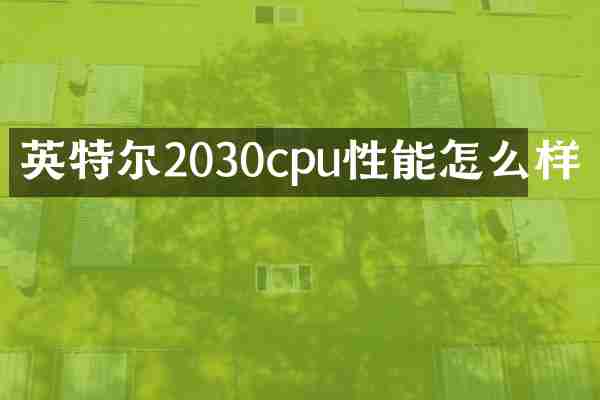 英特尔2030cpu性能怎么样
