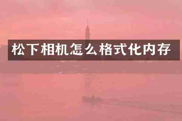 松下相机怎么格式化内存