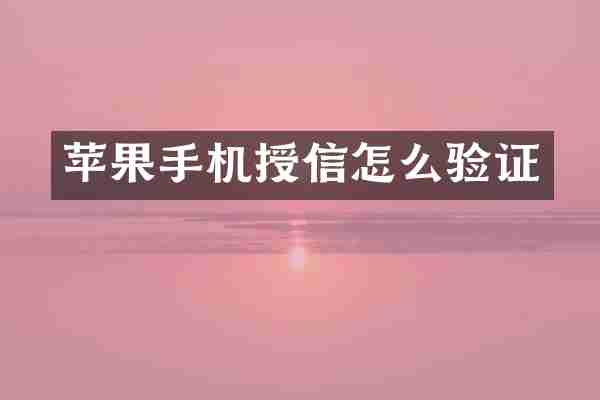 苹果手机授信怎么验证