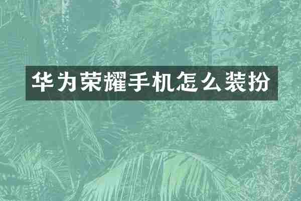 华为荣耀手机怎么装扮