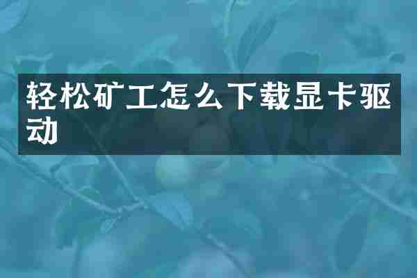 轻松矿工怎么下载显卡驱动