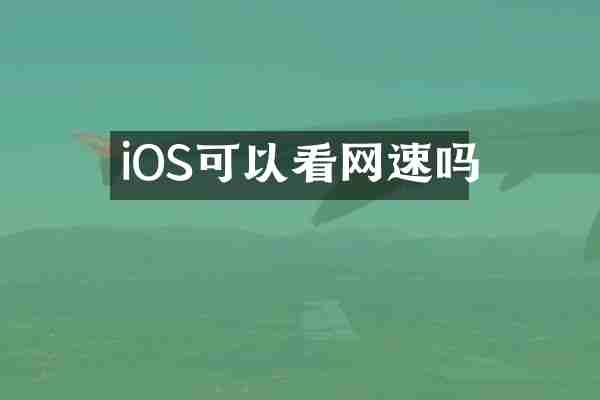 iOS可以看网速吗
