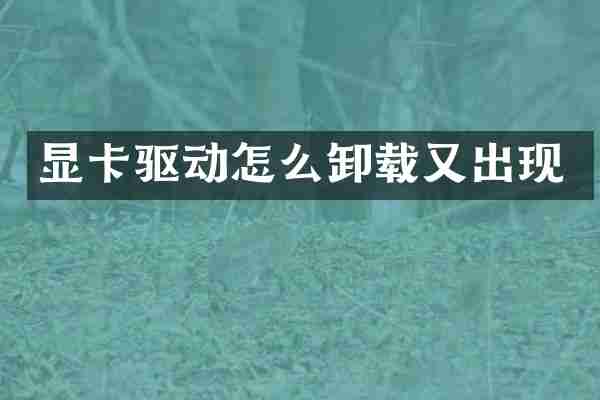 显卡驱动怎么卸载又出现