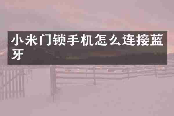 小米门锁手机怎么连接蓝牙