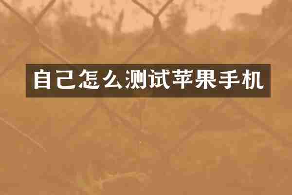自己怎么测试苹果手机