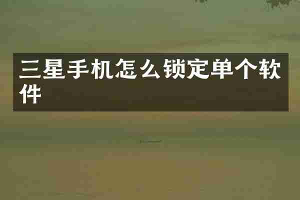 三星手机怎么锁定单个软件