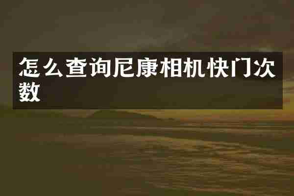怎么查询尼康相机快门次数