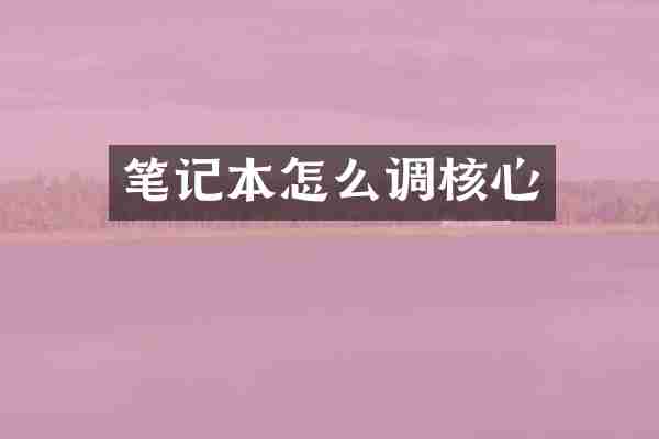 笔记本怎么调核心