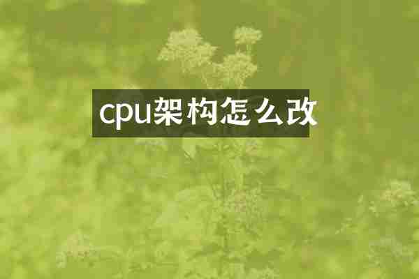cpu架构怎么改