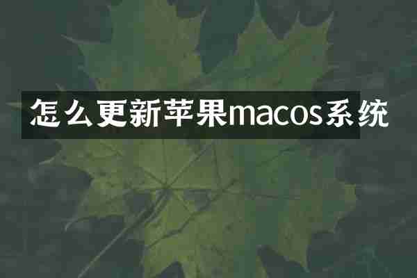 怎么更新苹果macos系统