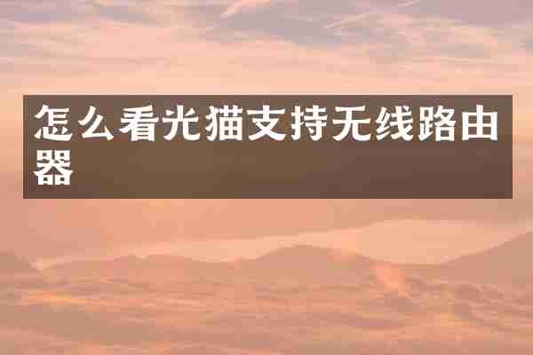 怎么看光猫支持无线路由器