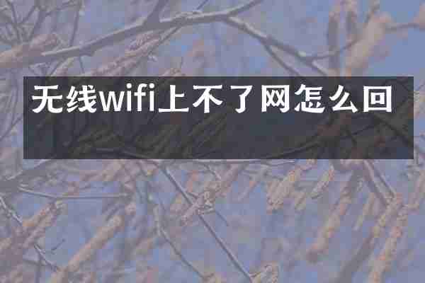 无线wifi上不了网怎么回事