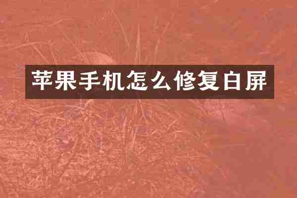 苹果手机怎么修复白屏