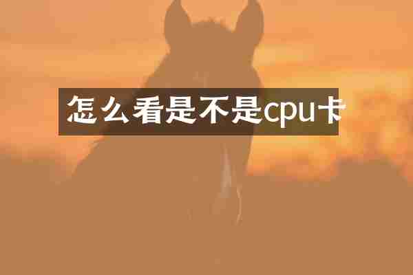 怎么看是不是cpu卡