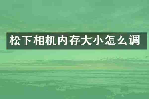 松下相机内存大小怎么调