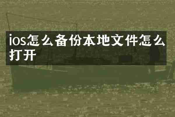 ios怎么备份本地文件怎么打开