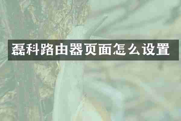 磊科路由器页面怎么设置