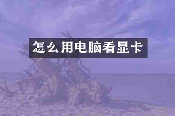 怎么用电脑看显卡