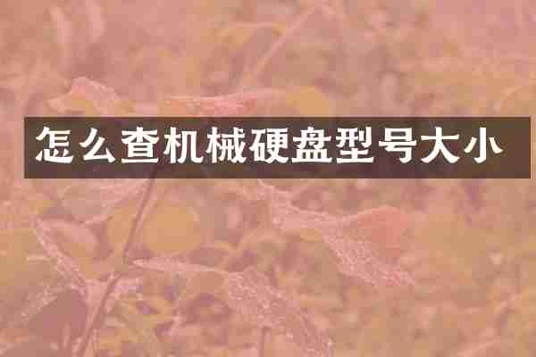 怎么查机械硬盘型号大小