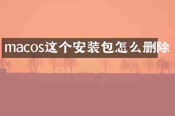 macos这个安装包怎么删除