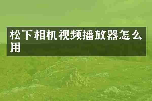 松下相机视频播放器怎么用